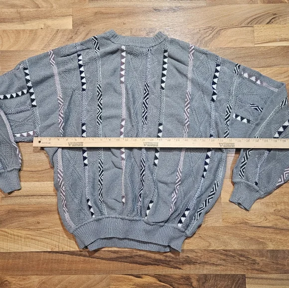 St Croix Knits Gray Sweater Men’s XL Made in USA Textured 3D Cotton - Picture 4 of 6